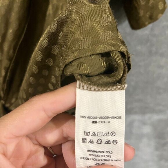 Free People Morning Dove 2pc Set Green Satin Wrap Tie Top Wide Leg Crop Pant Sm - Picture 7 of 13